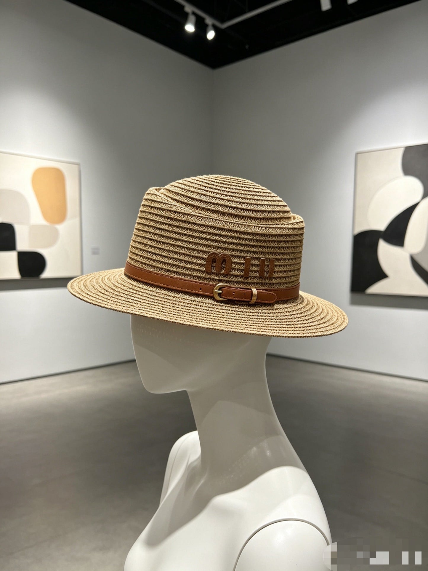 MIU MIU Concave Crown Flat Brim Cap